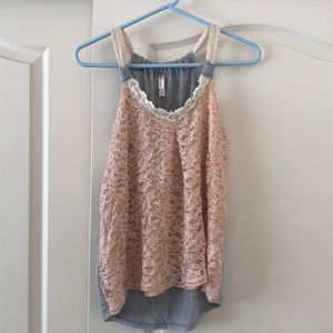 Pink lace tank top